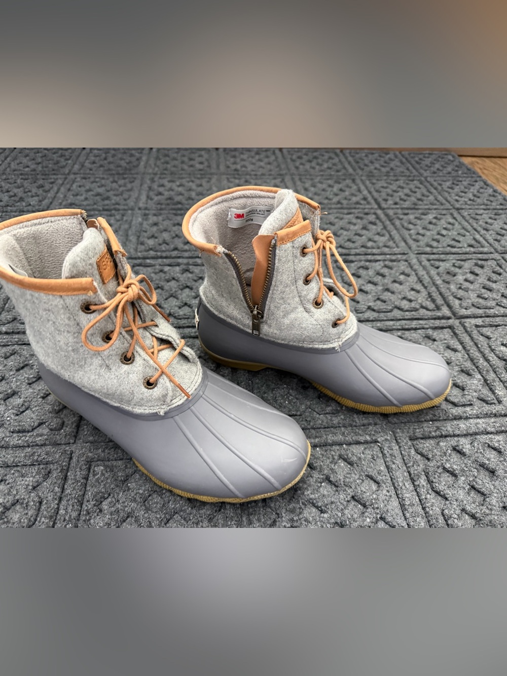 Sperry Saltwater Wool Embossed Duck Boot w/ Thinsulate Grey Size 8M